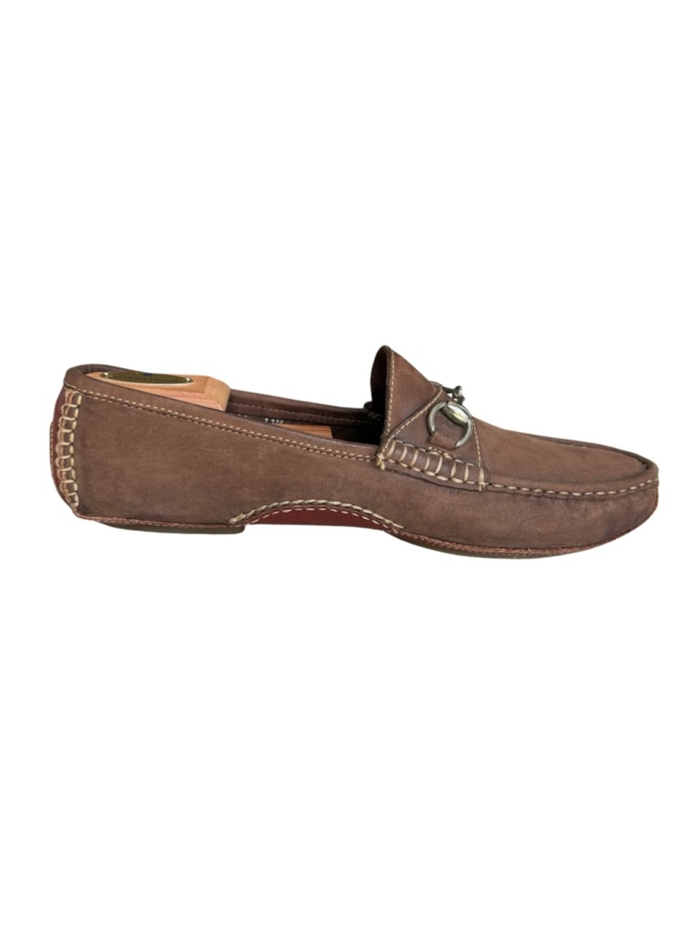 GUCCI Horsebit Driver Shoes Brown Suede Loafers - Picture 10 of 15